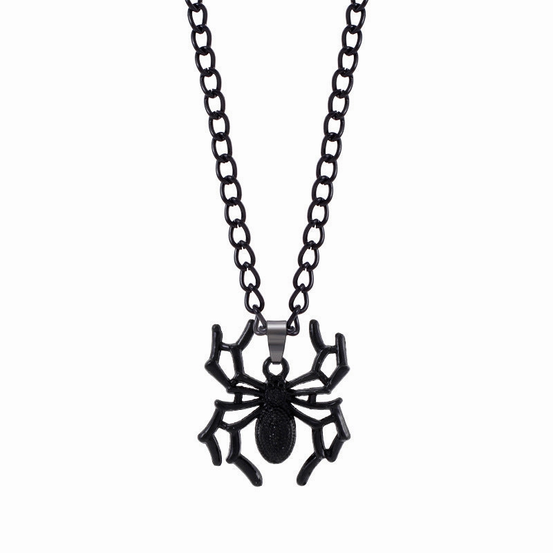 Wholesale Dark Wind Halloween Spider Punk Men and Women Spider Web Necklace Alloy Necklace