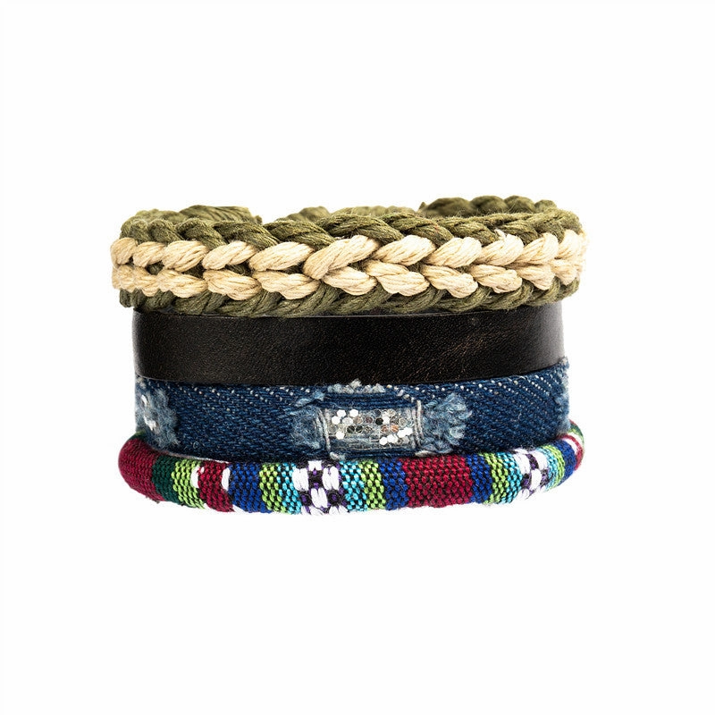 Wholesale Denim Ethnic Handmade Bracelet Set