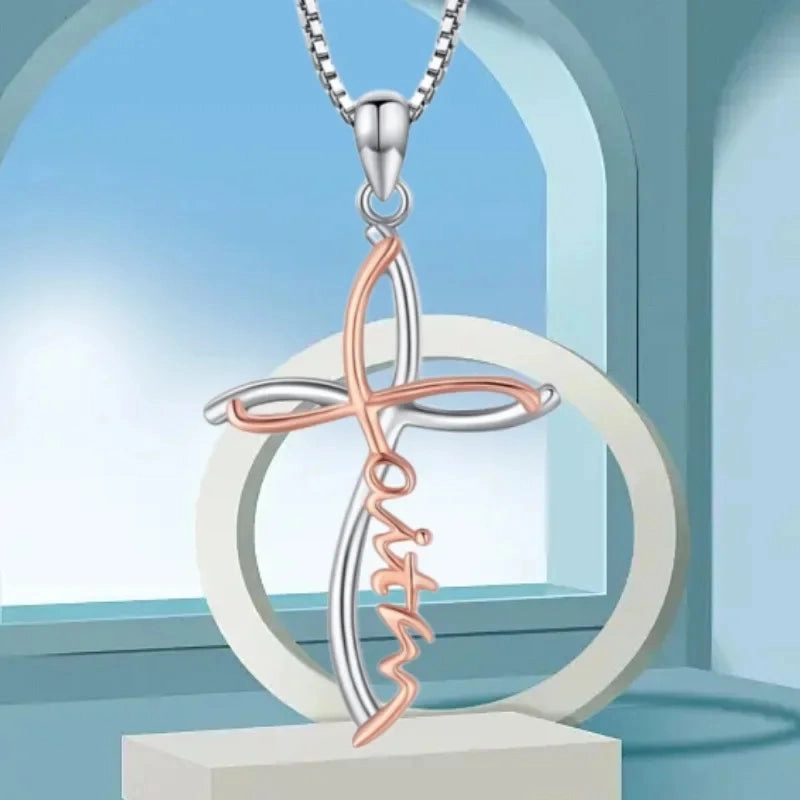 Wholesale design Diamond-embedded niche Hollow Cross necklace