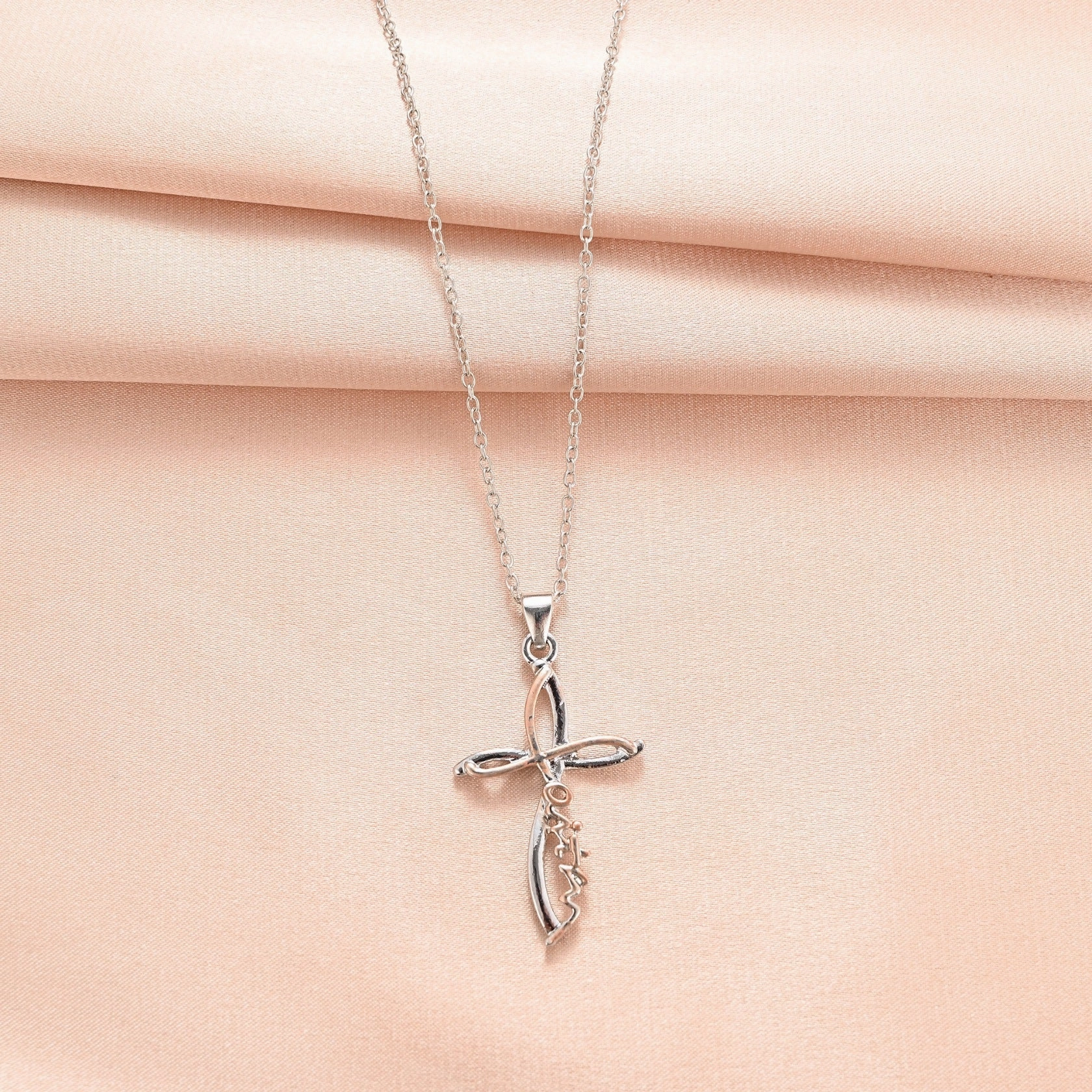 Wholesale design Diamond-embedded niche Hollow Cross necklace