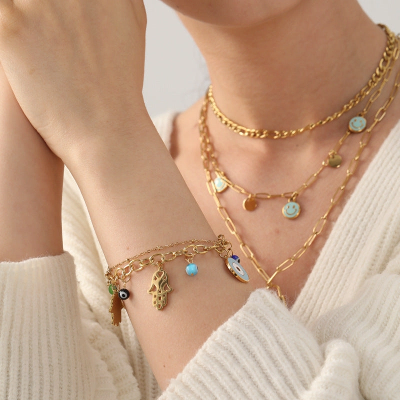 Wholesale Devil Eye Electroplated Metal Bracelet
