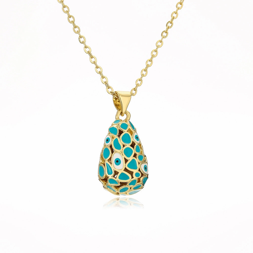 Wholesale Devil Eye Waterdrop Gold Plated Copper Necklaces