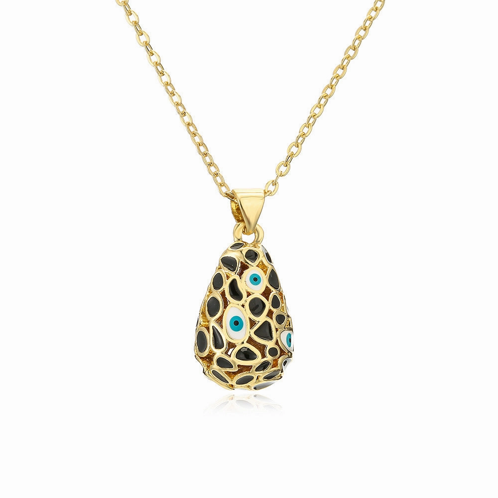 Wholesale Devil Eye Waterdrop Gold Plated Copper Necklaces