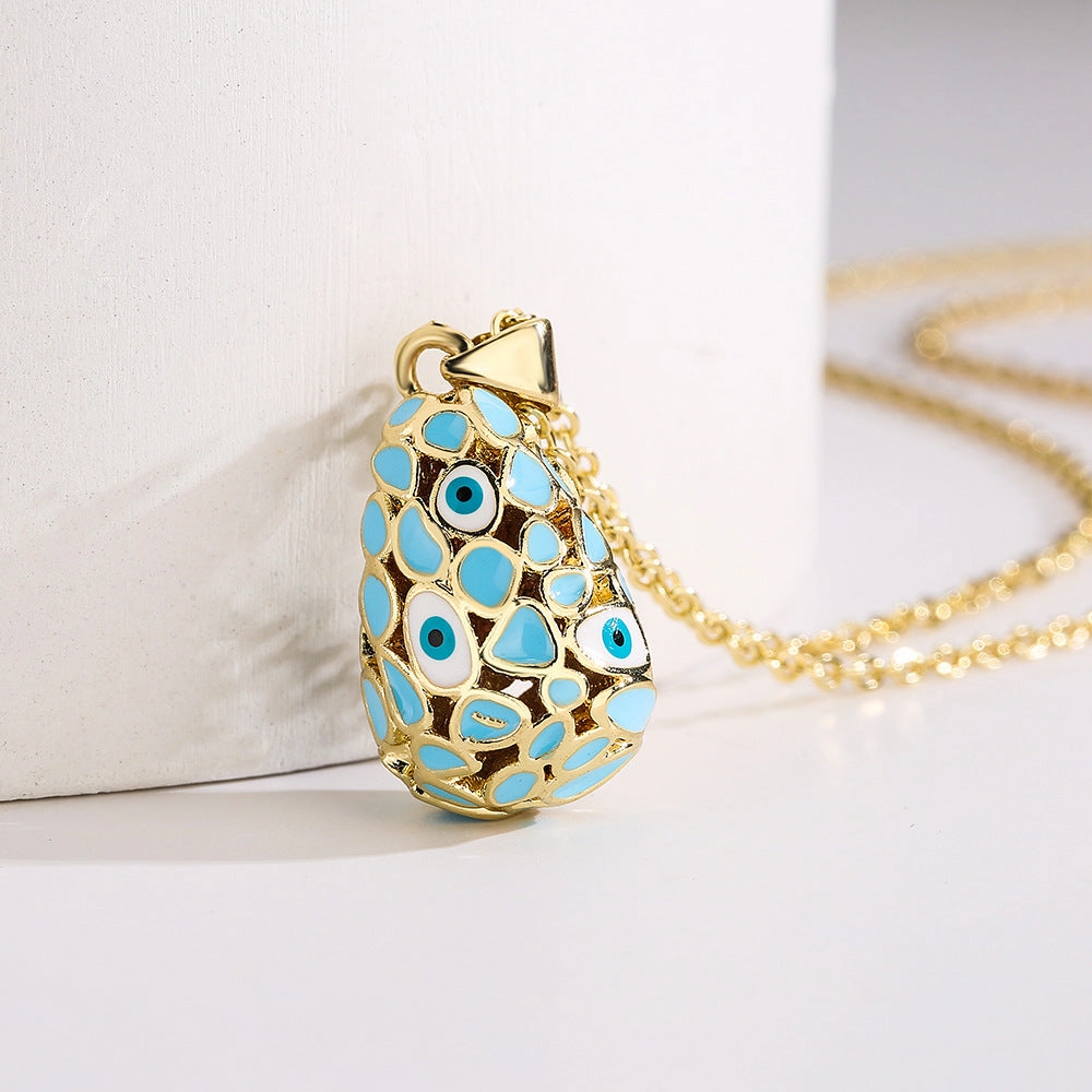 Wholesale Devil Eye Waterdrop Gold Plated Copper Necklaces