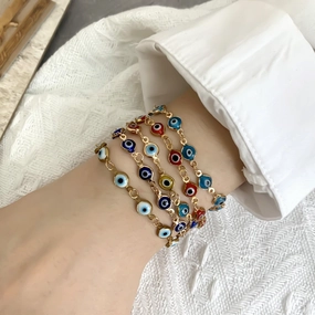 Wholesale Devil's Eye Hand Adjustable Vintage Colorful Oil Drop Eye Bracelet