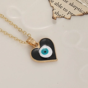 Wholesale Devil's Eye Heart Shaped Alloy Drop Oil Necklace