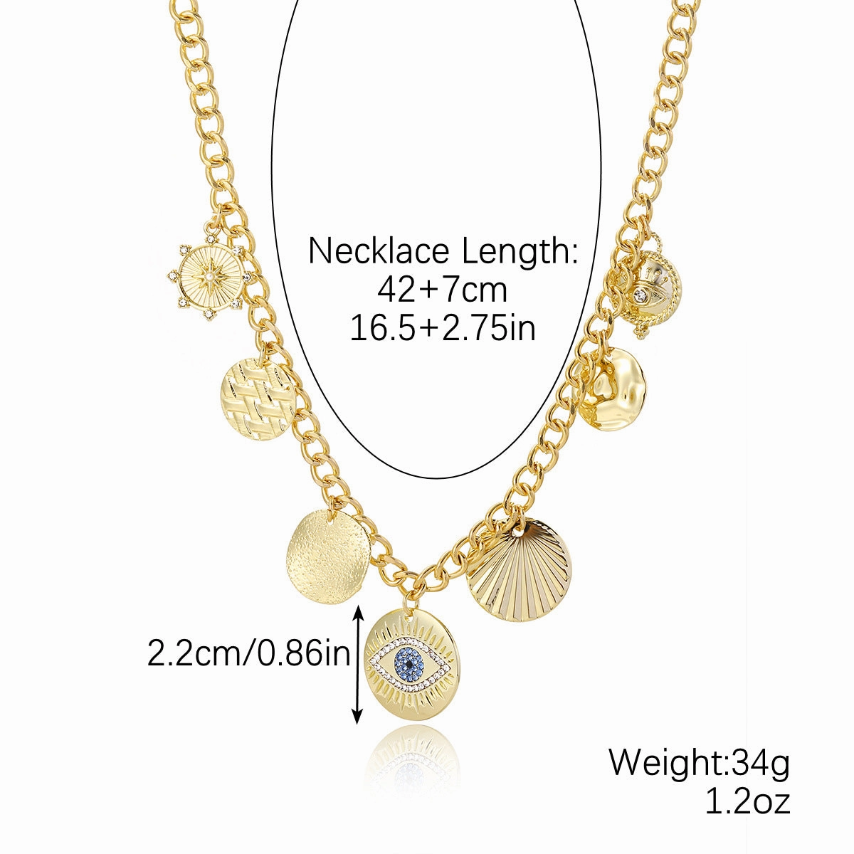 Wholesale Devil's Eye Premium Alloy Exaggerated Necklace