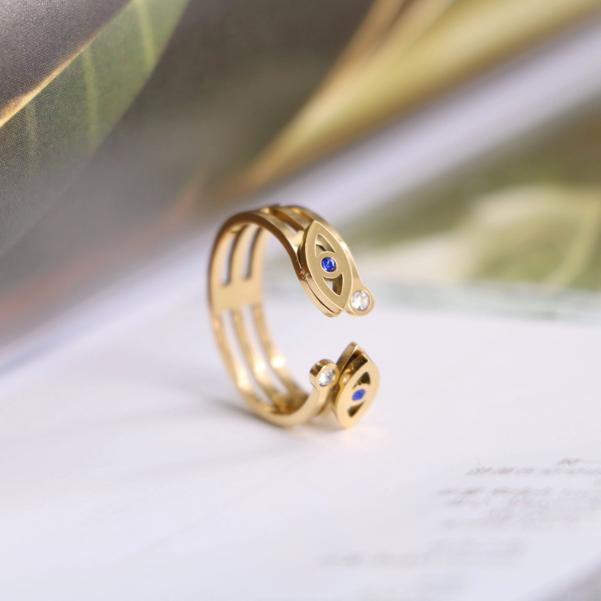 Wholesale Devil's Eye Titanium Steel 18K Gold Plated Ring