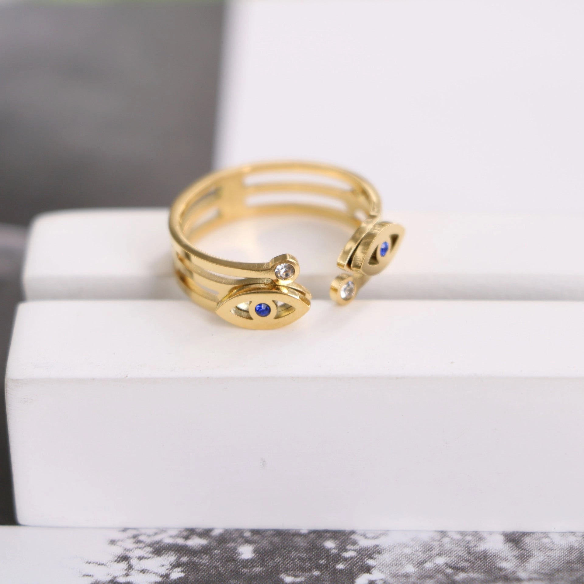 Wholesale Devil's Eye Titanium Steel 18K Gold Plated Ring