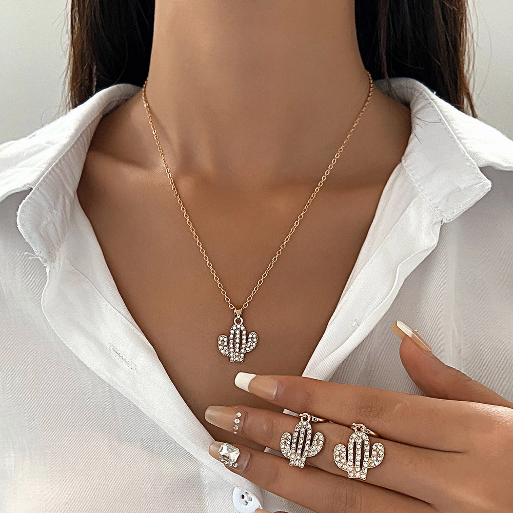 Wholesale Diamond Butterfly Alloy Earrings Jewelry Set