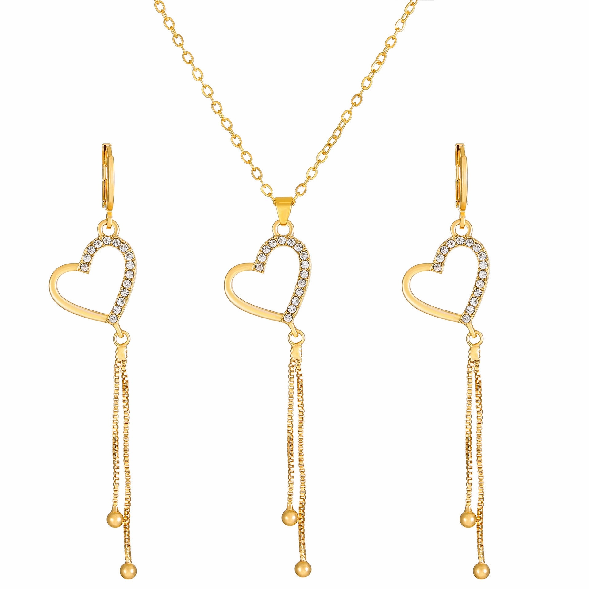Wholesale Diamond Butterfly Alloy Earrings Jewelry Set