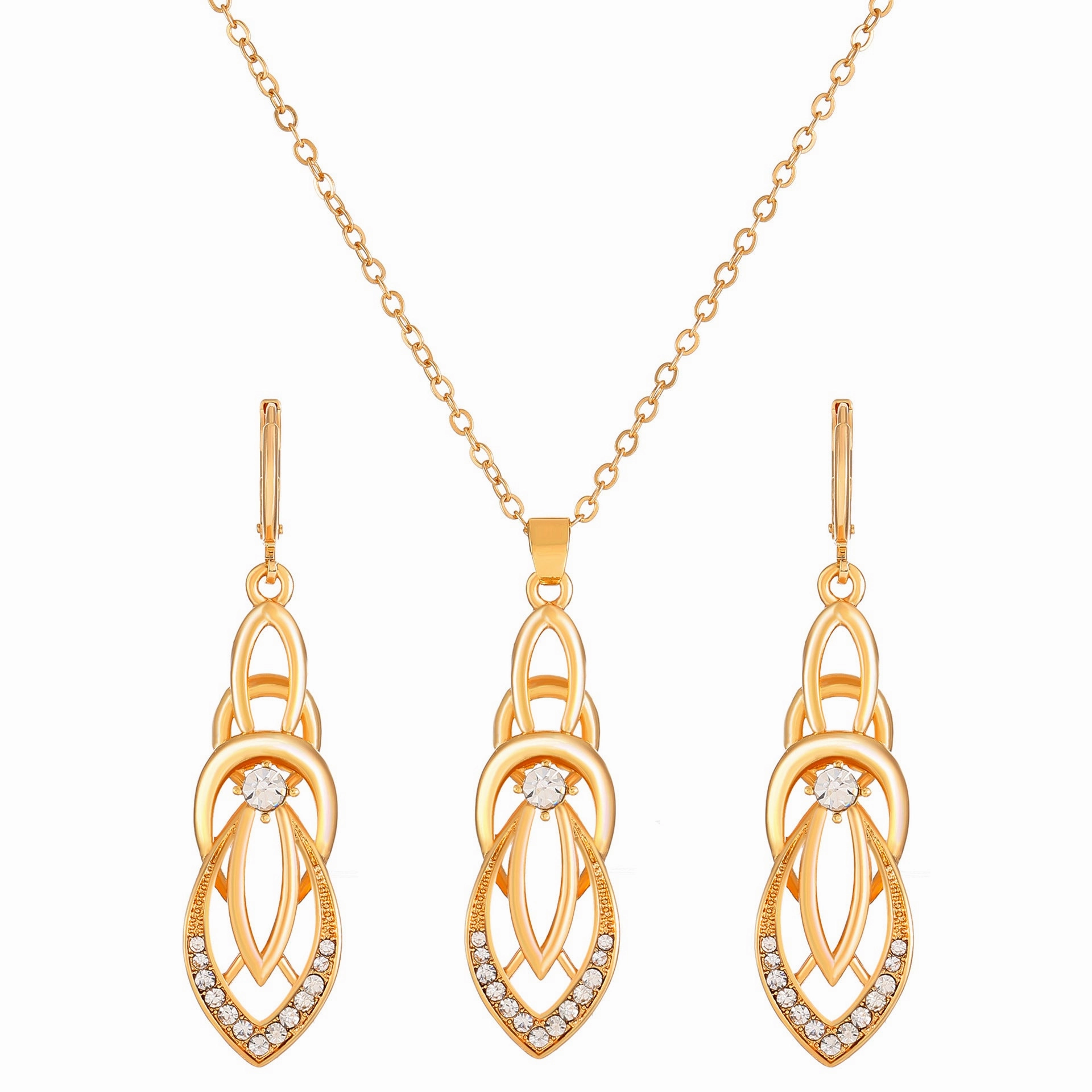 Wholesale Diamond Butterfly Alloy Earrings Jewelry Set