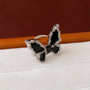 Wholesale Diamond Butterfly Chain Drawstring Necklace Earrings Ring Set