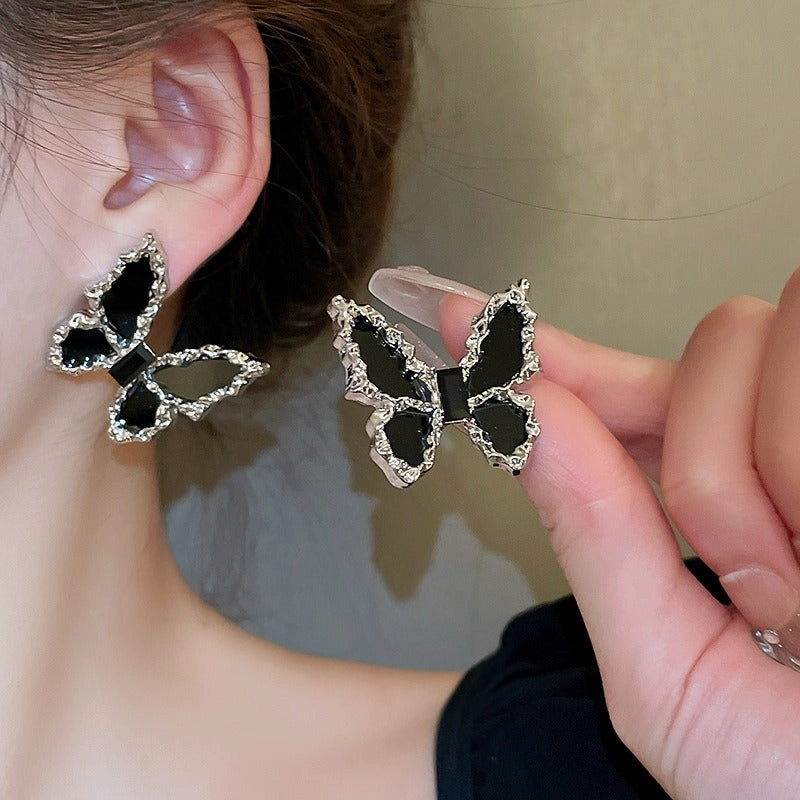 Wholesale Diamond Butterfly Chain Drawstring Necklace Earrings Ring Set
