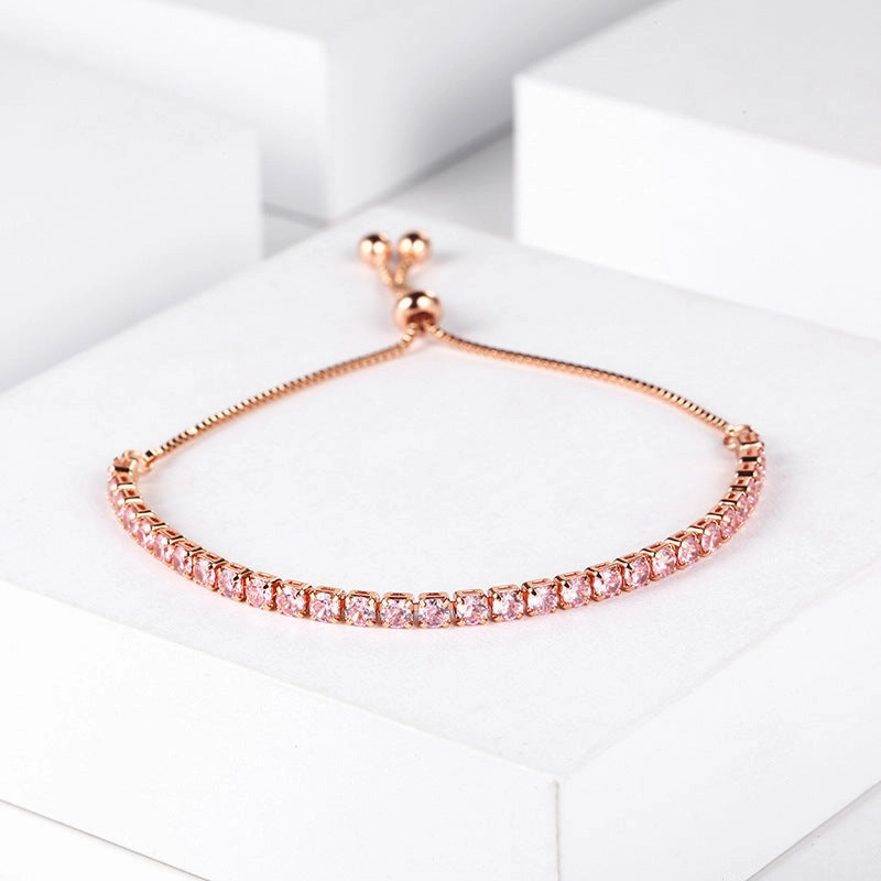 Wholesale Diamond Colored Zircon Single Row Tennis Bracelet