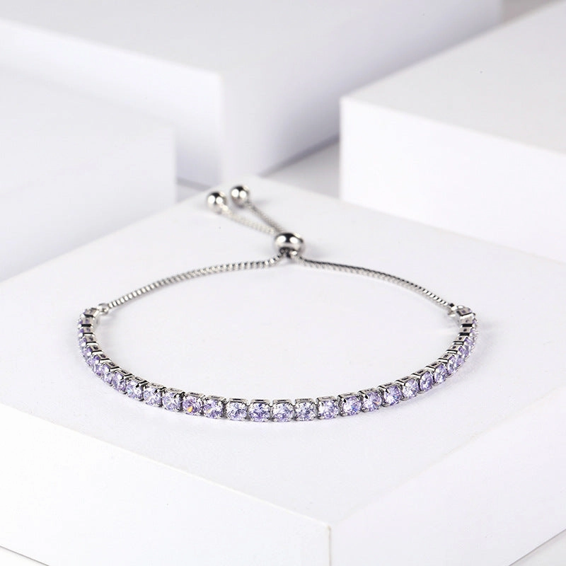Wholesale Diamond Colored Zircon Single Row Tennis Bracelet