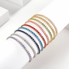 Wholesale Diamond Colored Zircon Single Row Tennis Bracelet