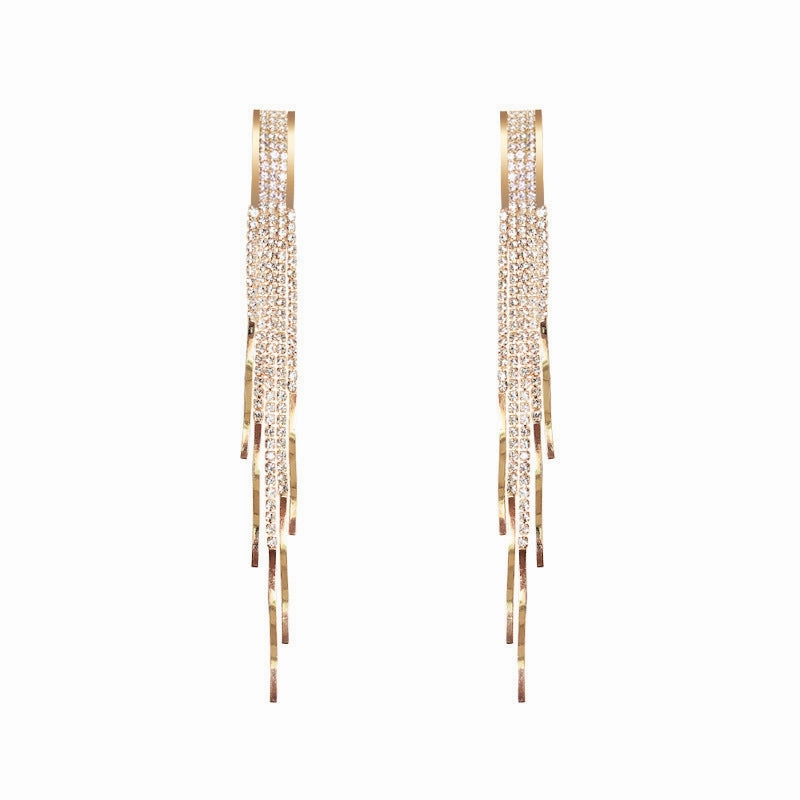 Wholesale diamond-embedded  temperament Super fairy  slimming  exaggerated earrings