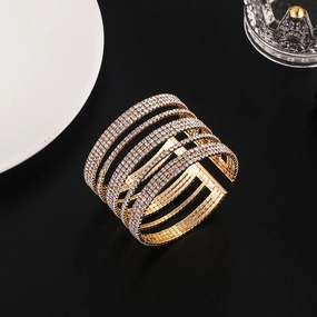 Wholesale Diamond-encrusted Wire Multi-row Wide Bracelet