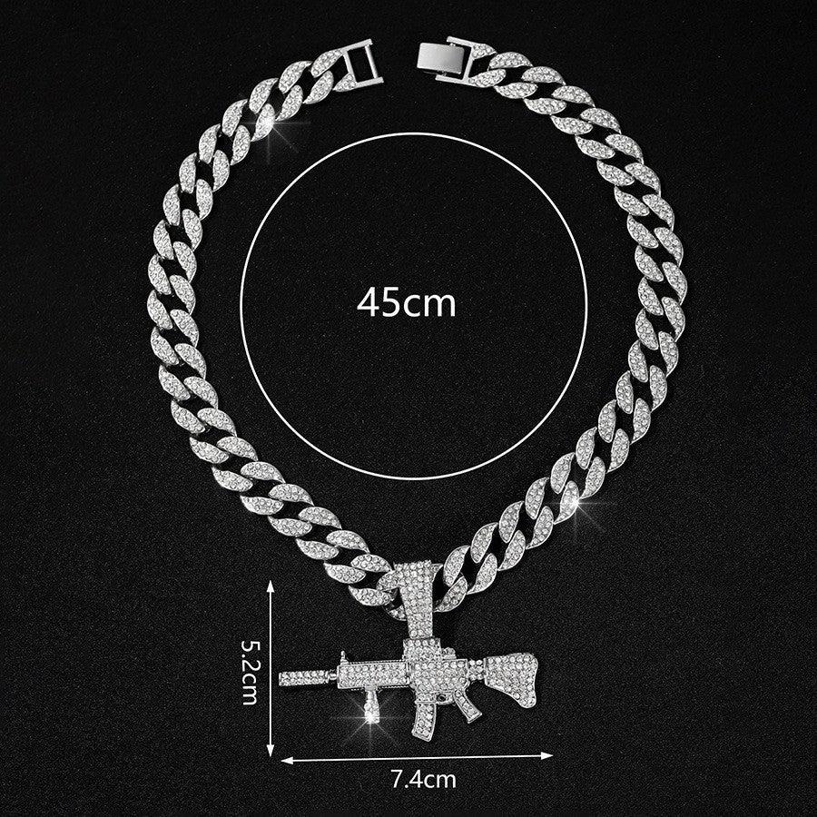 Wholesale Diamond Gun Pendant Alloy Necklace
