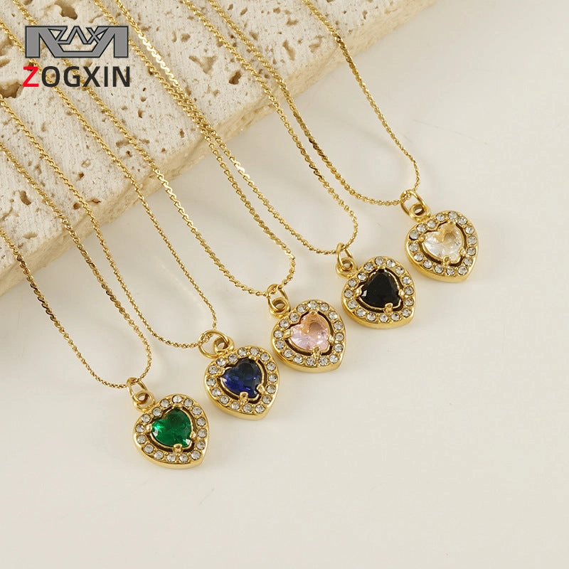 Wholesale Diamond Heart Inlaid Zirconia High-end Luxury Necklaces