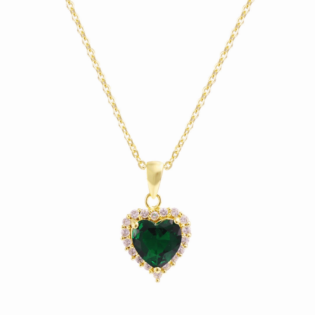 Wholesale Diamond Heart Pendant Copper Plated Real Gold Zircon Necklaces