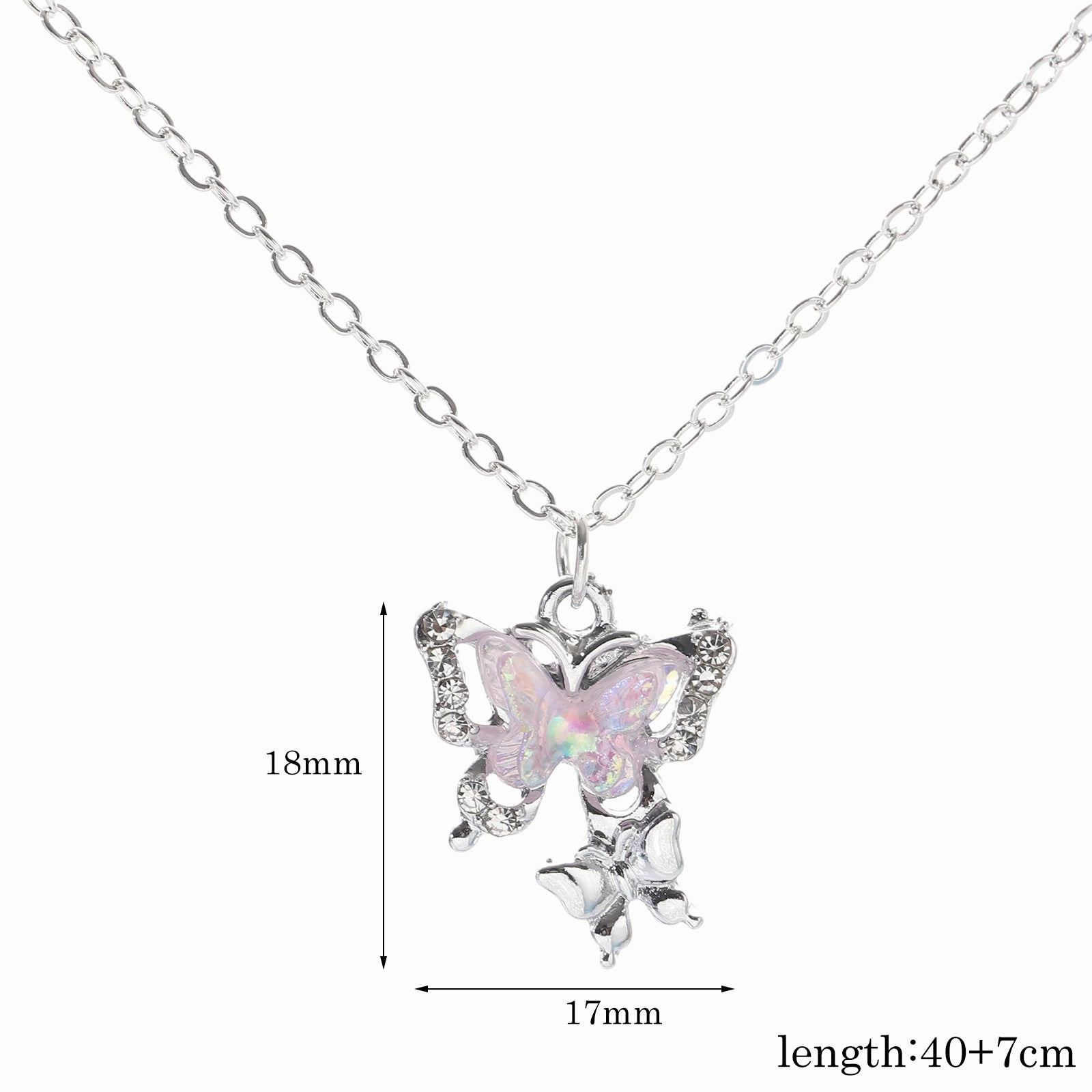 Wholesale Diamond Imitation Cat's Eye Three-Dimensional Butterfly Pendant Necklace
