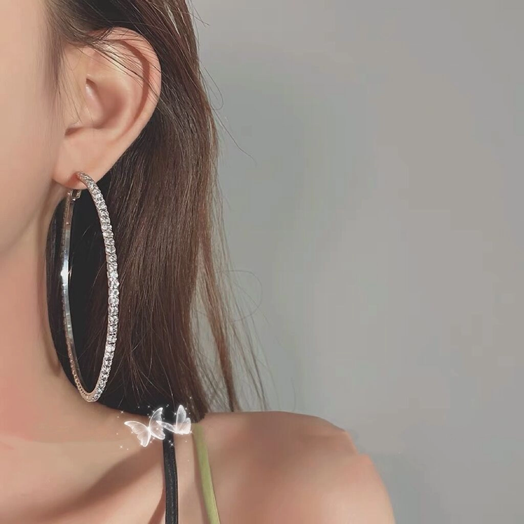 Wholesale Diamond Large Hoop Earrings Exaggerated Earrings