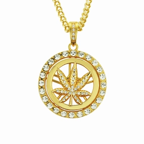 Wholesale Diamond Maple Leaf Turntable Necklace Alloy