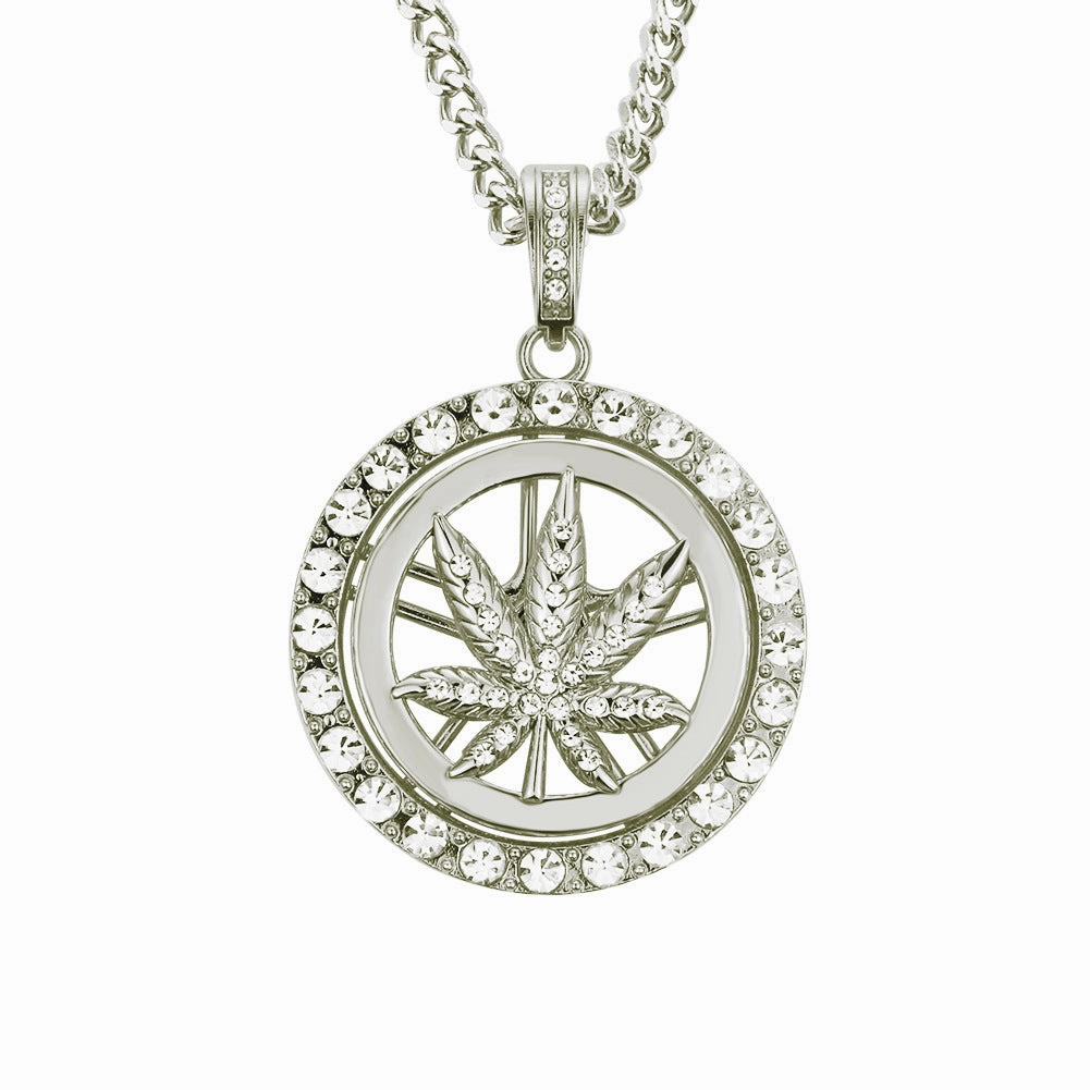 Wholesale Diamond Maple Leaf Turntable Necklace Alloy