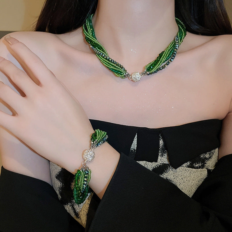Wholesale Diamond Multi-layer Wrap Crystal Fashion Bracelet Necklace