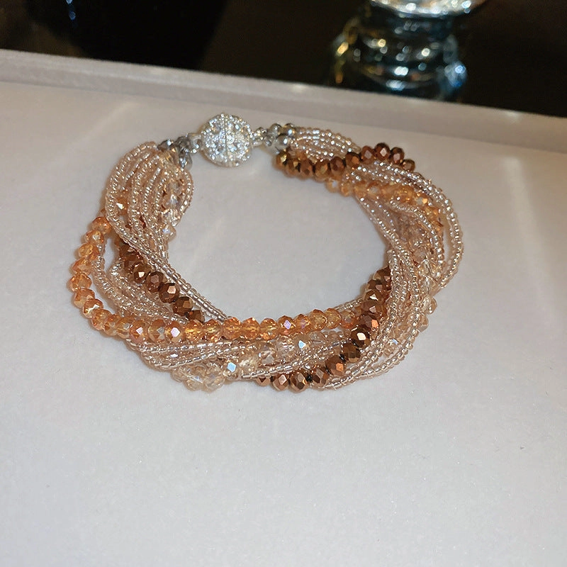 Wholesale Diamond Multi-layer Wrap Crystal Fashion Bracelet Necklace