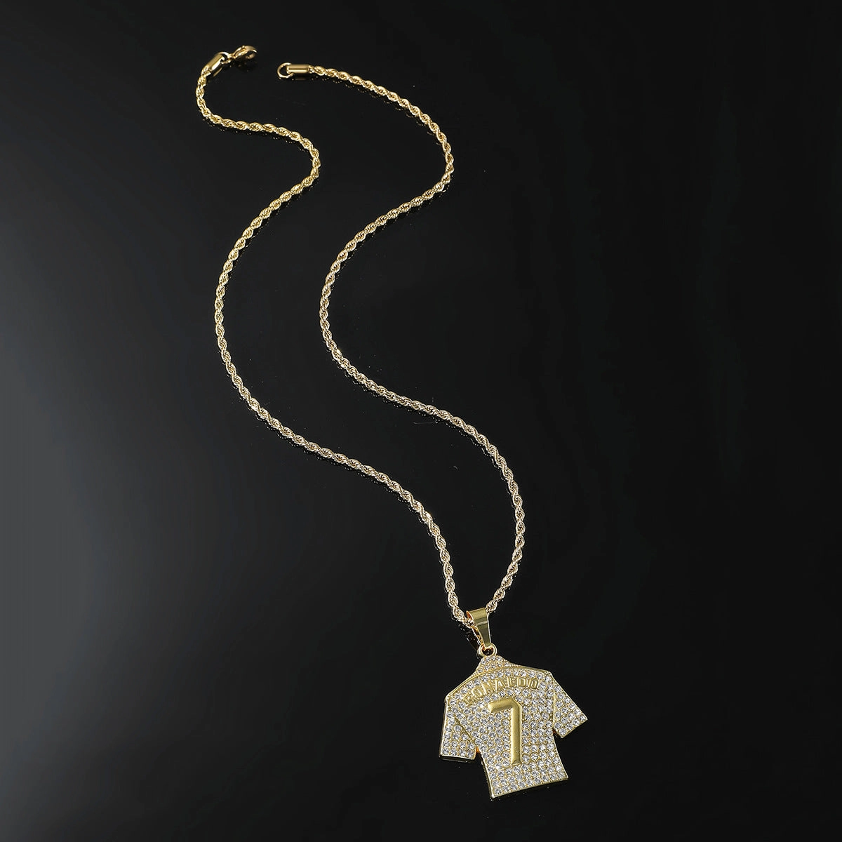 Wholesale Diamond Number 7 Jersey Pendant Three-dimensional Men's Necklace