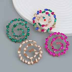 Wholesale Diamond Spiral Alloy Earrings