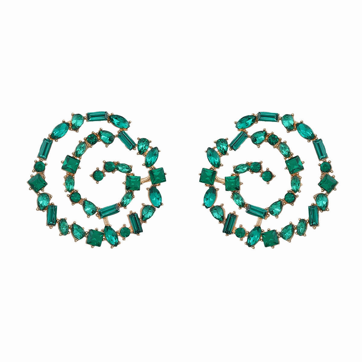 Wholesale Diamond Spiral Alloy Earrings