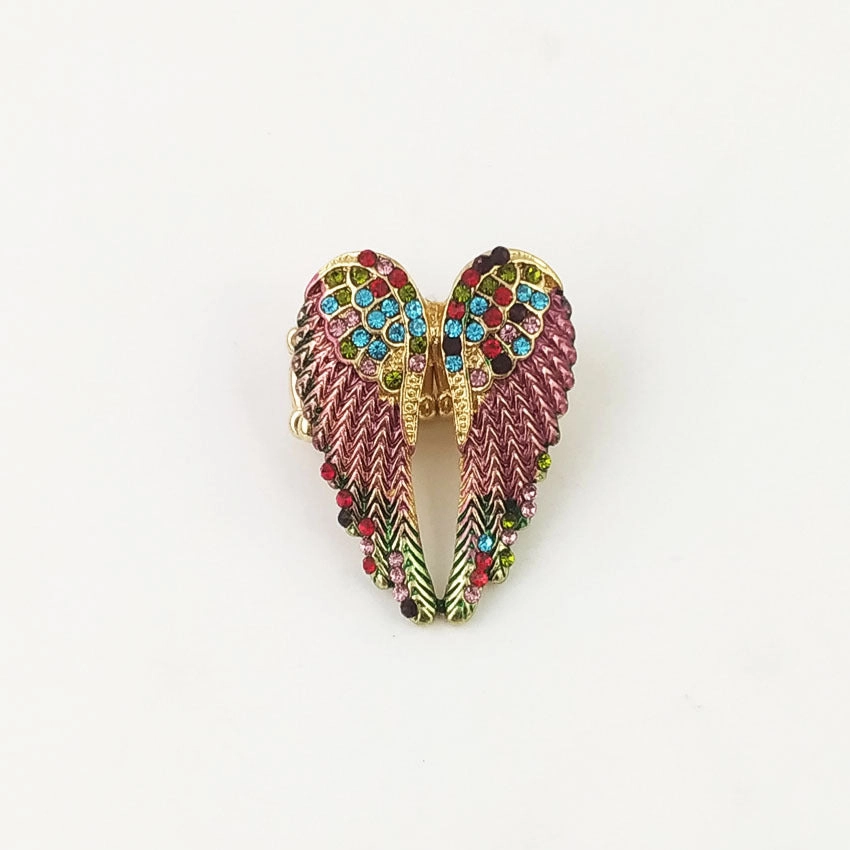 Wholesale Diamond-studded 3D Angel Wings Adjustable Vintage Ring