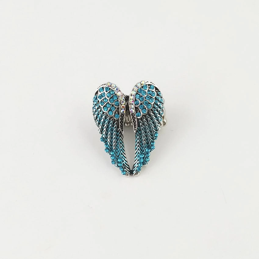 Wholesale Diamond-studded 3D Angel Wings Adjustable Vintage Ring