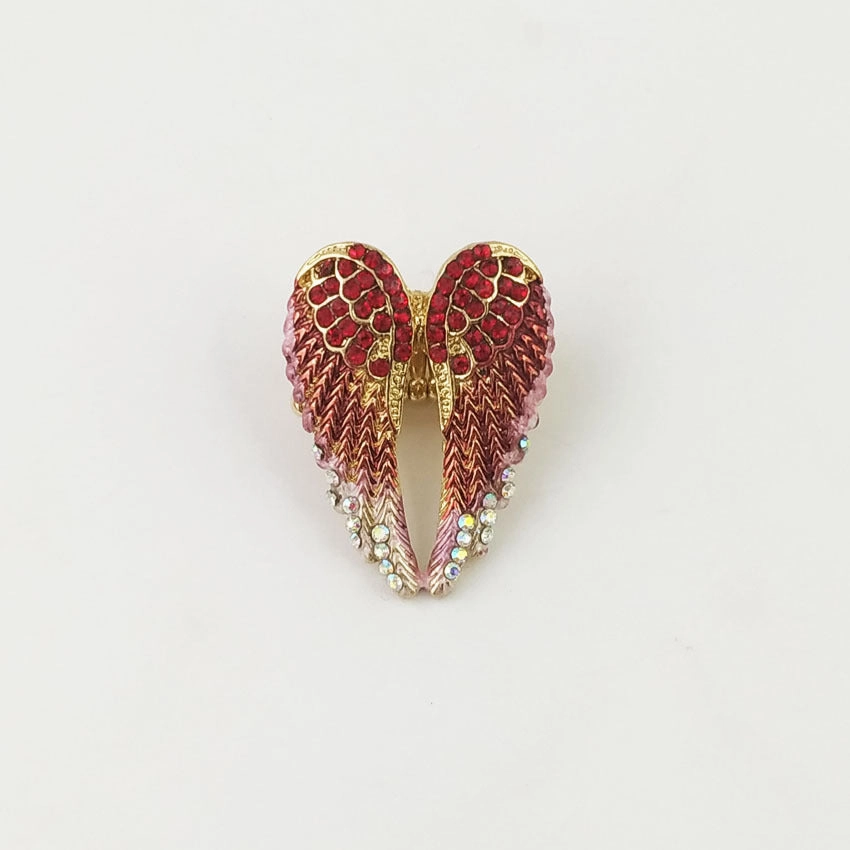 Wholesale Diamond-studded 3D Angel Wings Adjustable Vintage Ring