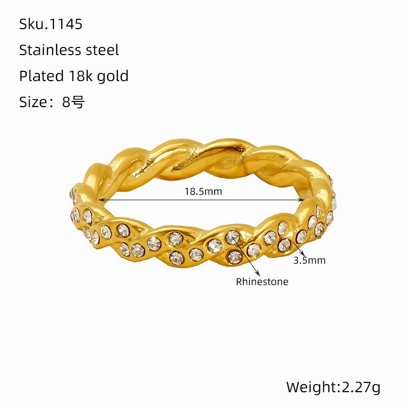 Wholesale Diamond twist ring for women geometric index finger ring internet celebrity ring