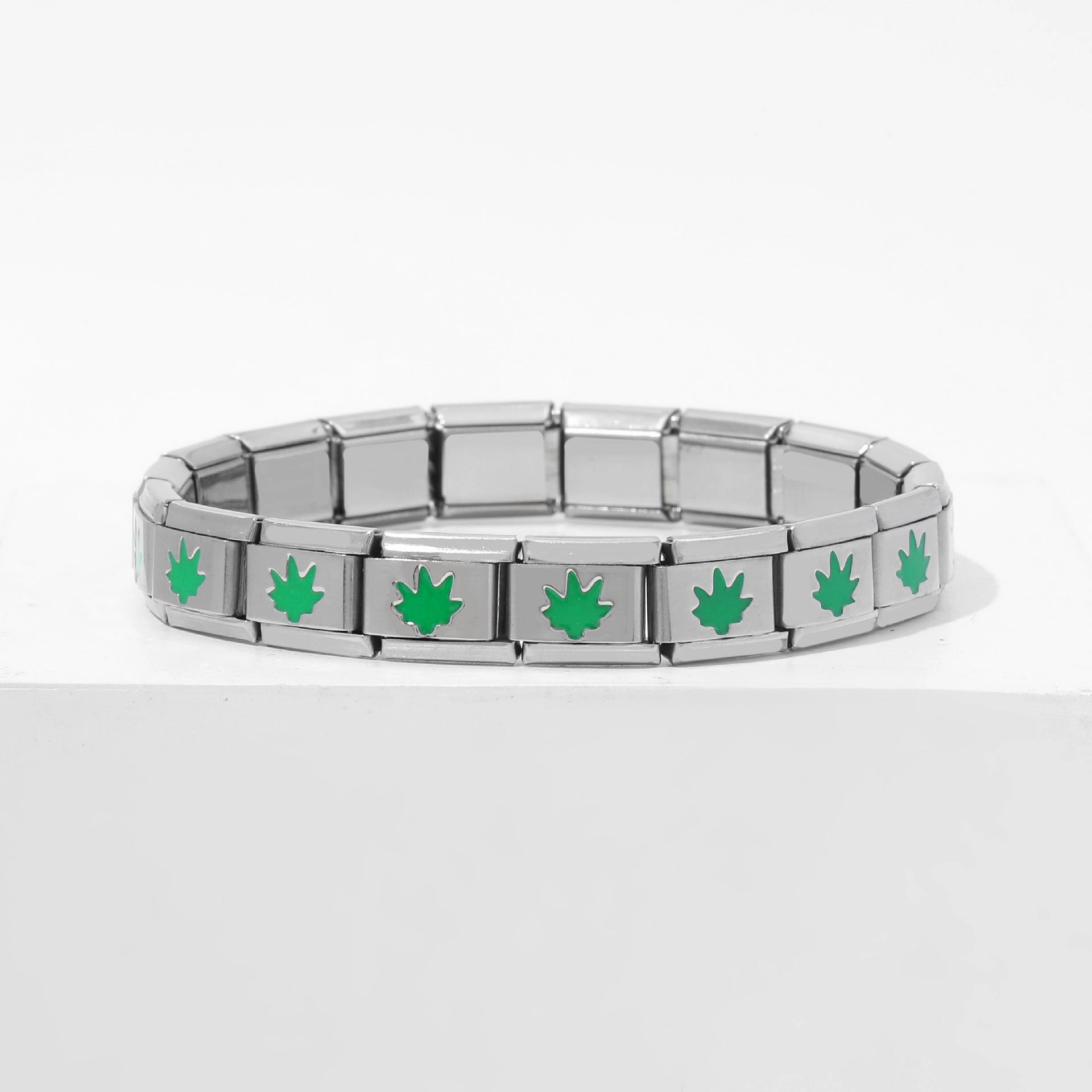 Wholesale DIY 9mm Module Bracelet Love Double Heart Gemstone Series Stainless Steel Splicing Jewelry Single Piece