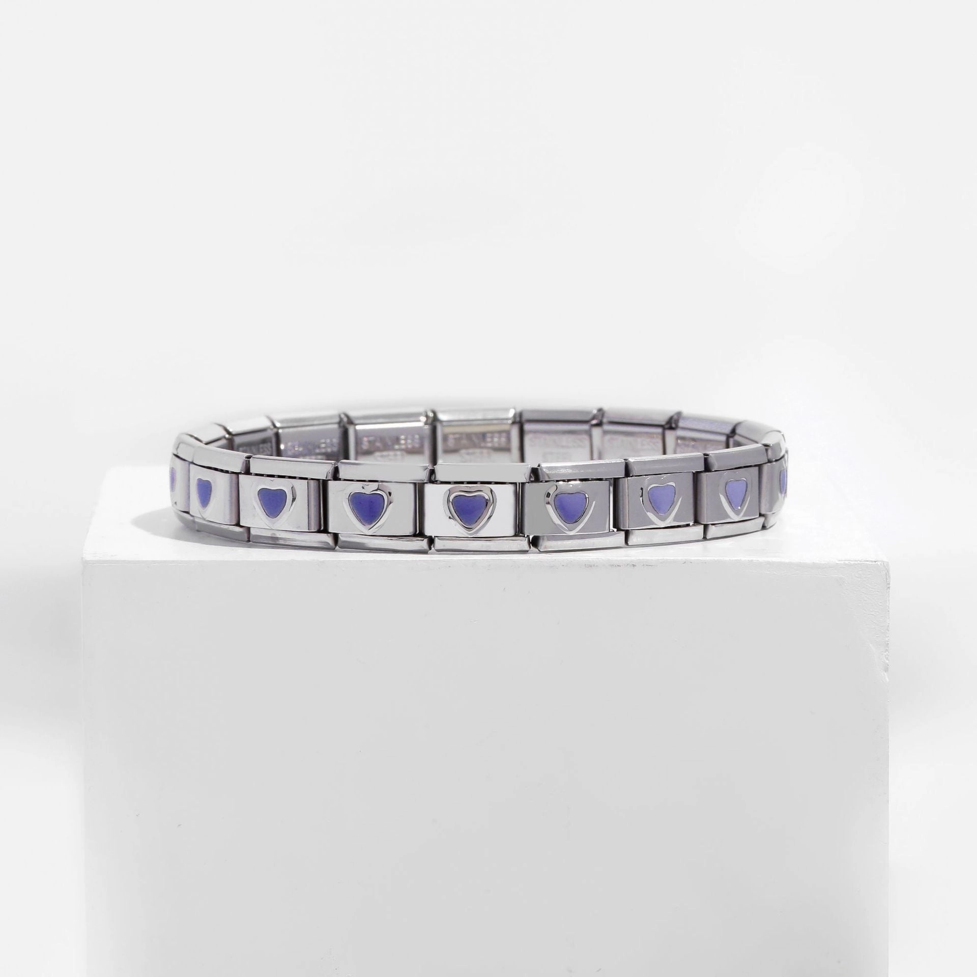 Wholesale DIY 9mm Module Bracelet Love Double Heart Gemstone Series Stainless Steel Splicing Jewelry Single Piece