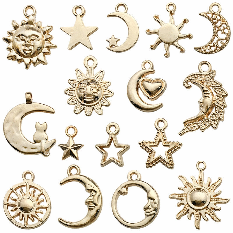 Wholesale DIY Drip Oil Alloy Small Pendant Bracelet Moon Star Sun Moon Necklace Pendant Accessories