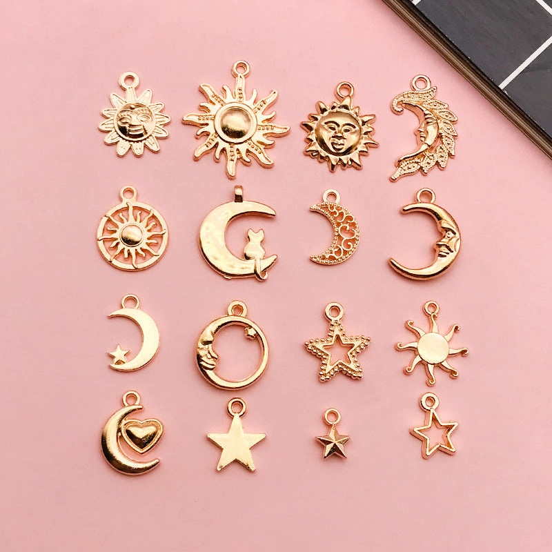 Wholesale DIY Drip Oil Alloy Small Pendant Bracelet Moon Star Sun Moon Necklace Pendant Accessories