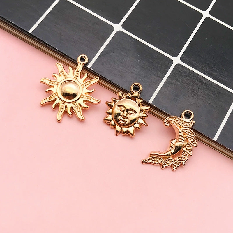 Wholesale DIY Drip Oil Alloy Small Pendant Bracelet Moon Star Sun Moon Necklace Pendant Accessories