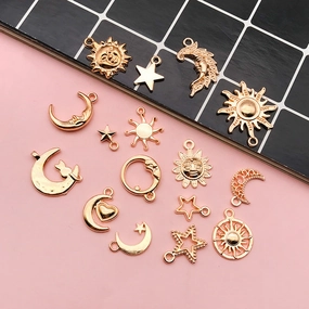 Wholesale DIY Drip Oil Alloy Small Pendant Bracelet Moon Star Sun Moon Necklace Pendant Accessories