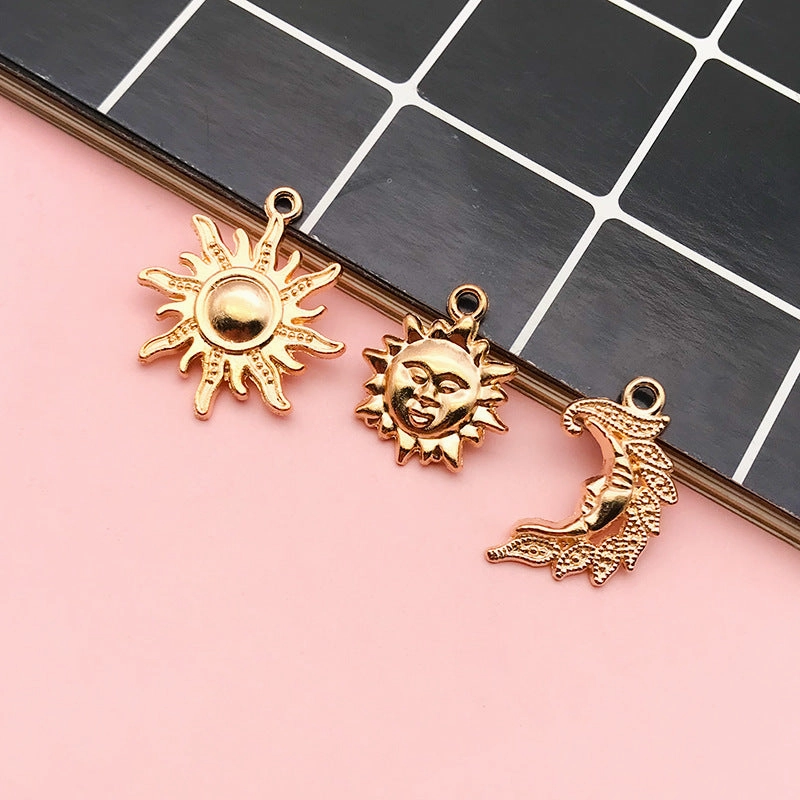 Wholesale DIY Drip Oil Alloy Small Pendant Bracelet Moon Star Sun Moon Necklace Pendant Accessories