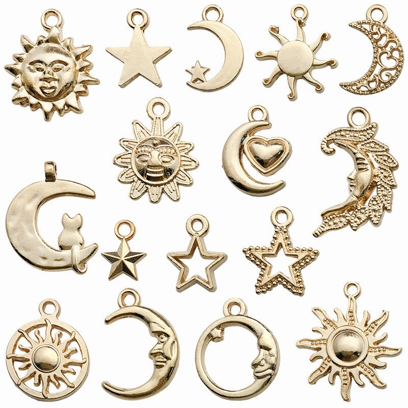 Wholesale DIY Drip Oil Alloy Small Pendant Bracelet Moon Star Sun Moon Necklace Pendant Accessories