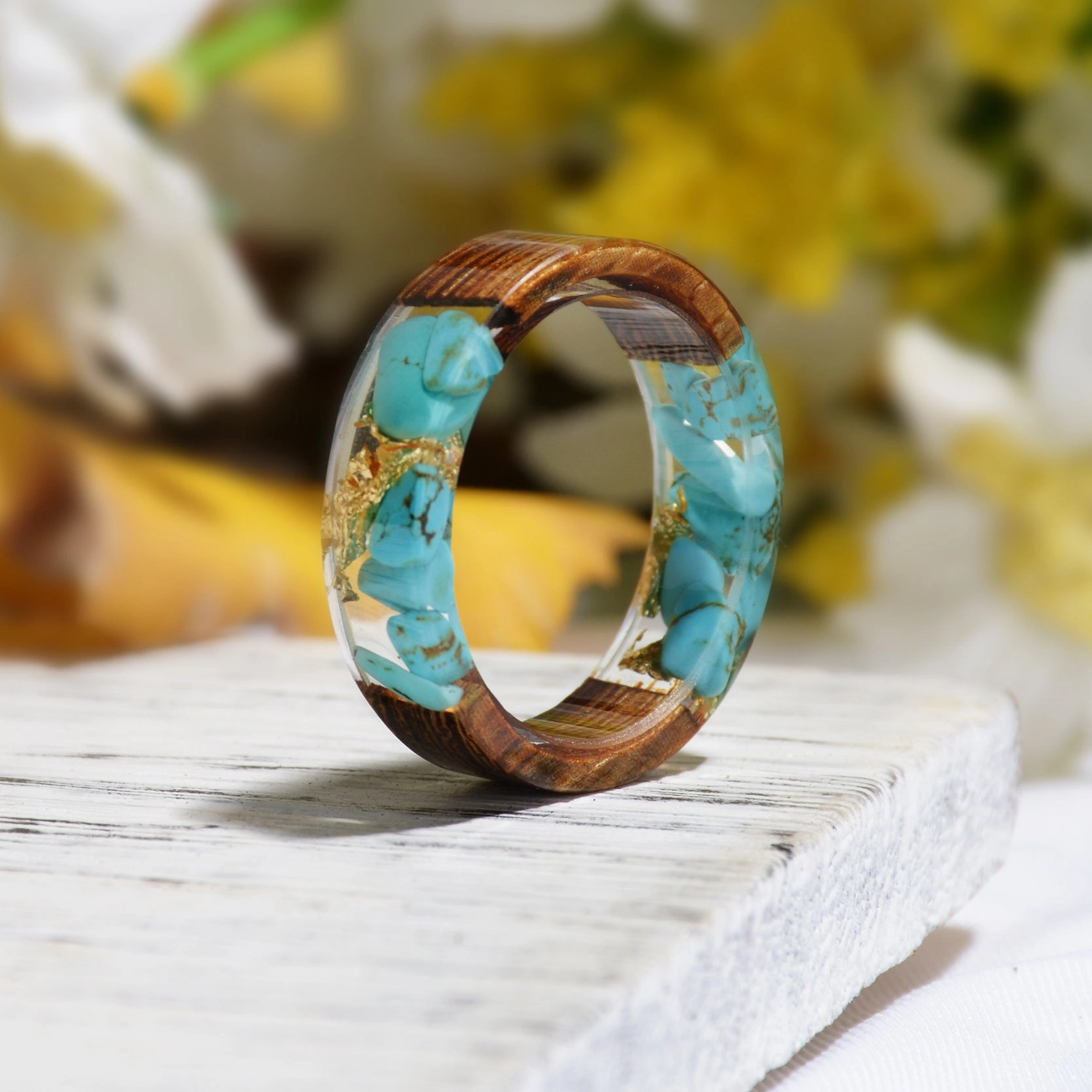 Wholesale diy handmade dried flower glue ring