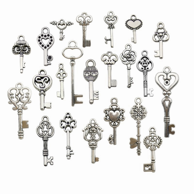 Wholesale DIY Love Handmade Vintage Silver Small Key Necklace Pendant Accessories