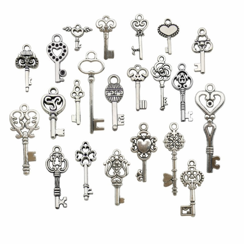 Wholesale DIY Love Handmade Vintage Silver Small Key Necklace Pendant Accessories